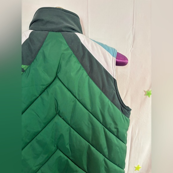 Y2K Roxy Green White and Blue Puffer Vest Women’s Size M - Picture 12 of 12